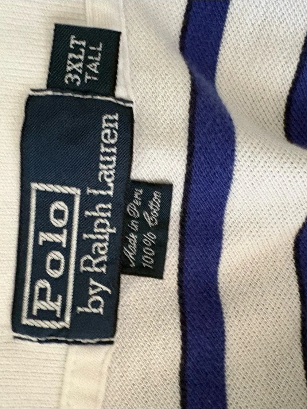 Polo Ralph Lauren Custom Fit Mesh Polo Shirt Men’s 3XLT Tall Blue White Striped